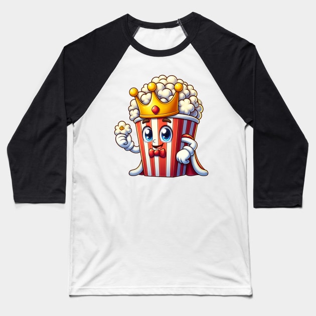 Popcorn King Baseball T-Shirt by Fantasy Vortex